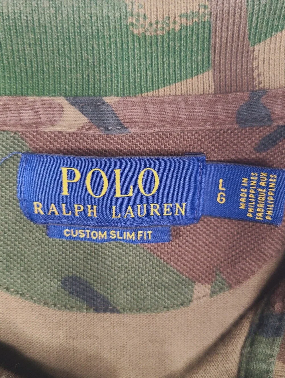 Polo Ralph Lauren Men’s Custom Slim Fit Camo Army Military Polo Shirt Large